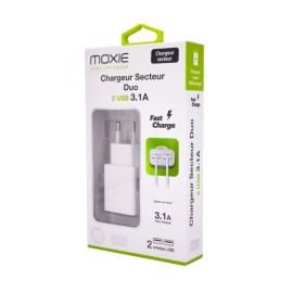 PRISE SECTEUR FAST 3.1A 2USB MOXIE CHARGDUOFAST