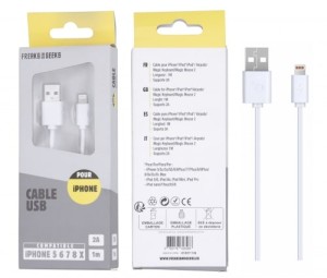 CABLE IPHONE 5/6/7/8/X 1M BLANC FREAKS AND GEEKS 801114B