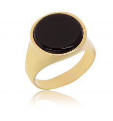 BAGUE PLAQUE OR CHEVALIERE ONYX GERALY 21459-60