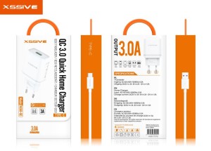 CHARGEUR USB 3A + CABLE USB-C XSSIVE AC60-QC