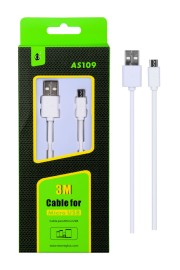 CABLE MICRO USB 3M VRAC 800337
