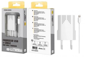 EMBOUT 1A + CABLE IPHONE 5/6/7 FREAKS AND GEEKS 802235G