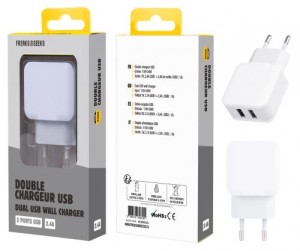 EMBOUT SECTEUR 2XUSB 2,4A BLANC FREAKS AND GEEKS 802552E