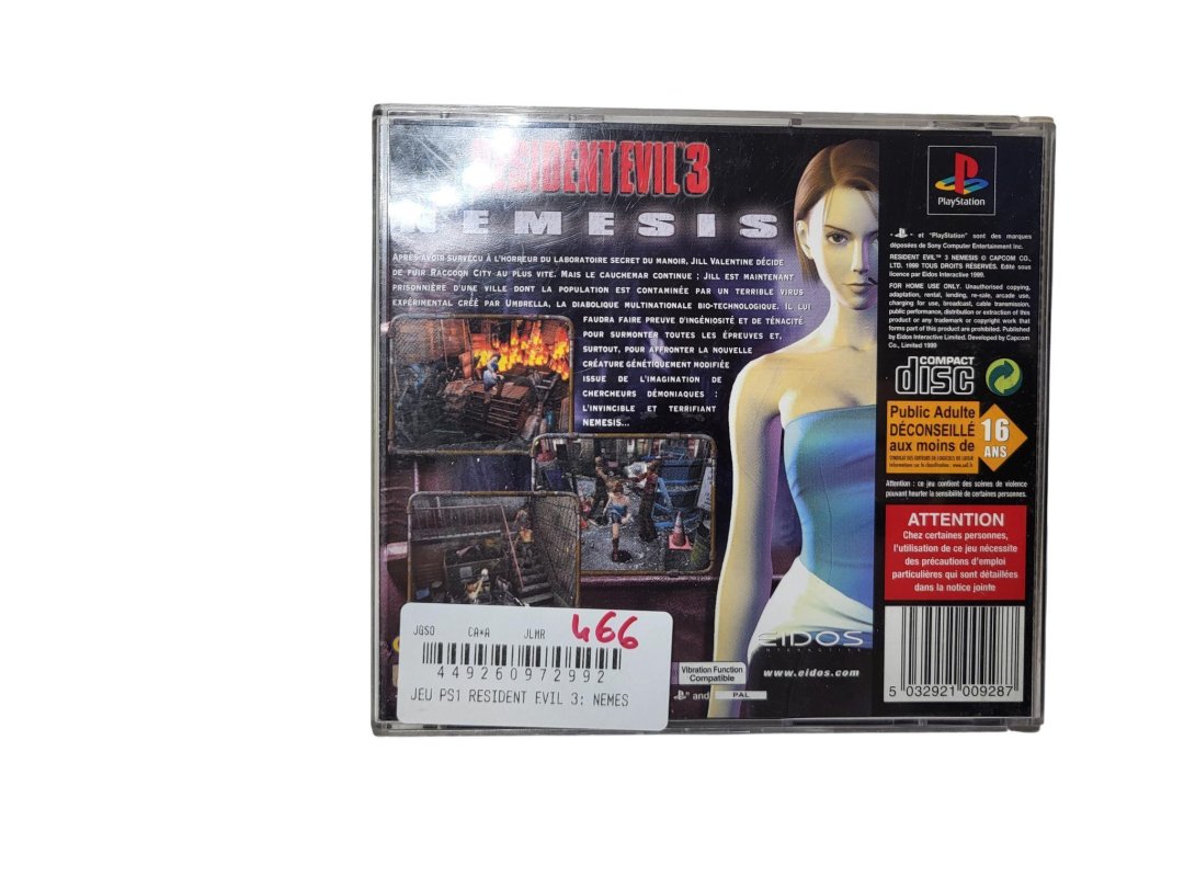Jeu resident evil 3: nemesis