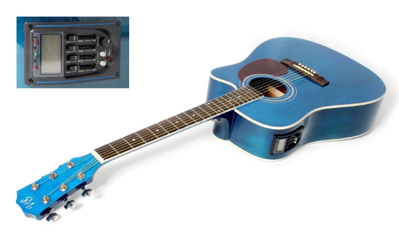 Guit electro ac folk dread bleu 600633