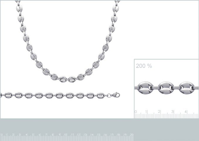 Collier acier grain de cafe 19095750