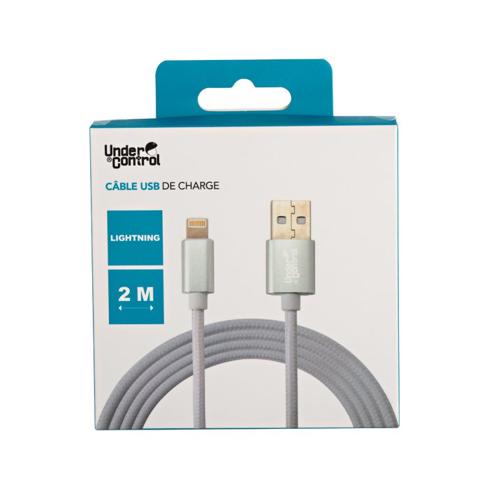 Cable iPhone blanc 2m tresse 5177