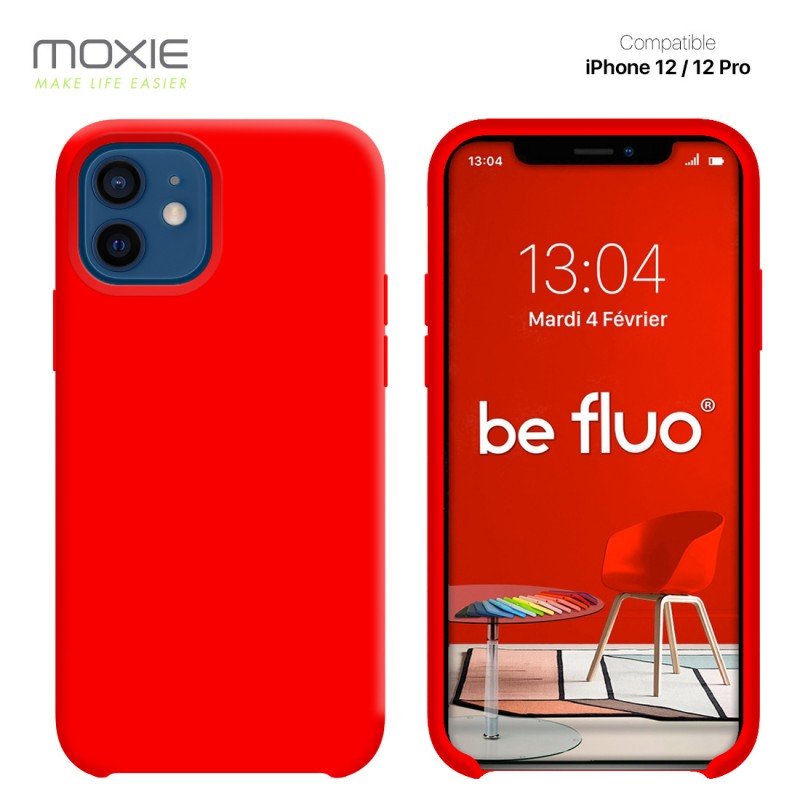 Coque iPhone 12/12 pro rouge befluoip12prred