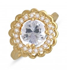 Bague plaque or forme ronde 19961-cz-60