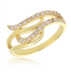 Bague plaque or zirconia 22018-52