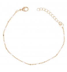 Bracelet plaque or boule blanche 22657-18-blanc