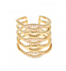 Bague plaque or rangs multiples 22650-58