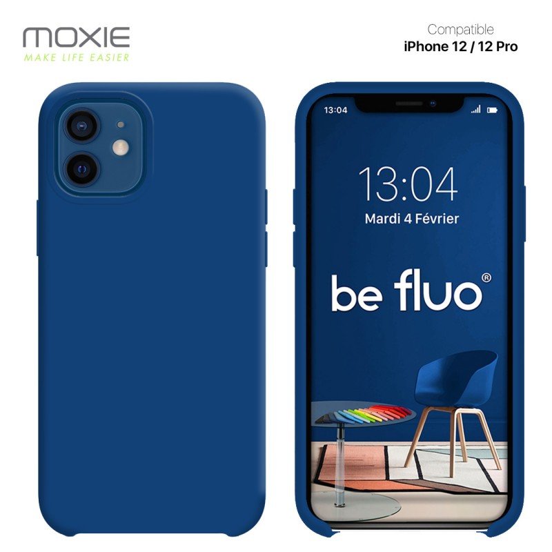 Coque iPhone 12/12 pro bleu befluoip12prsteelb