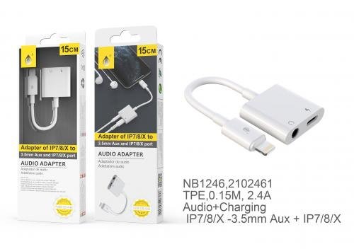 Cable adapt ip 2 en 1 blanc 803262