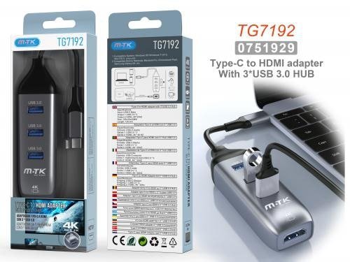 Adapt type c vers hdmi 4k usb x3 803149