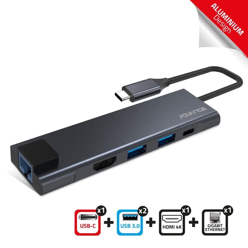 Hub 4en1 usb3.0+usb-c+hdmi+eth hub-chu45