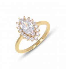 Bague marquise plaque or 14413-cz-56