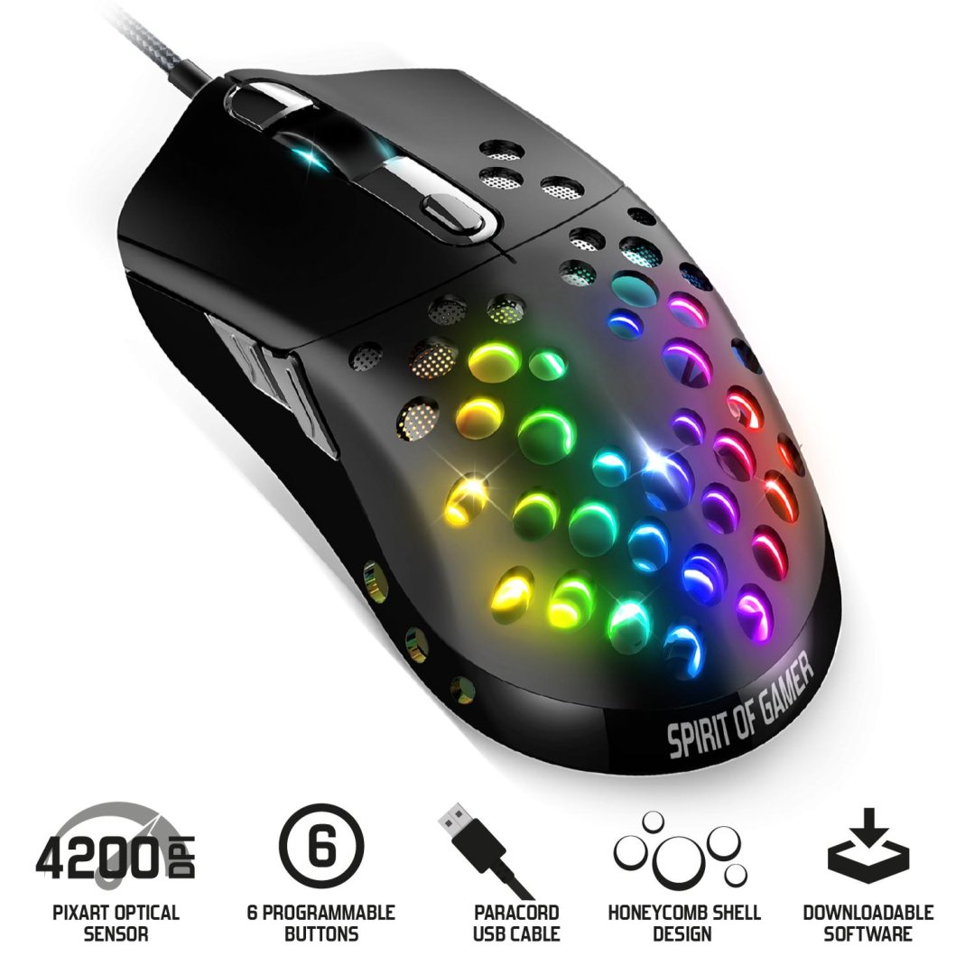 Souris rgb 4200 dpi 6 boutons s-em80
