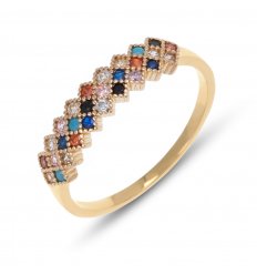 Bague plaque or pierres 25024-54