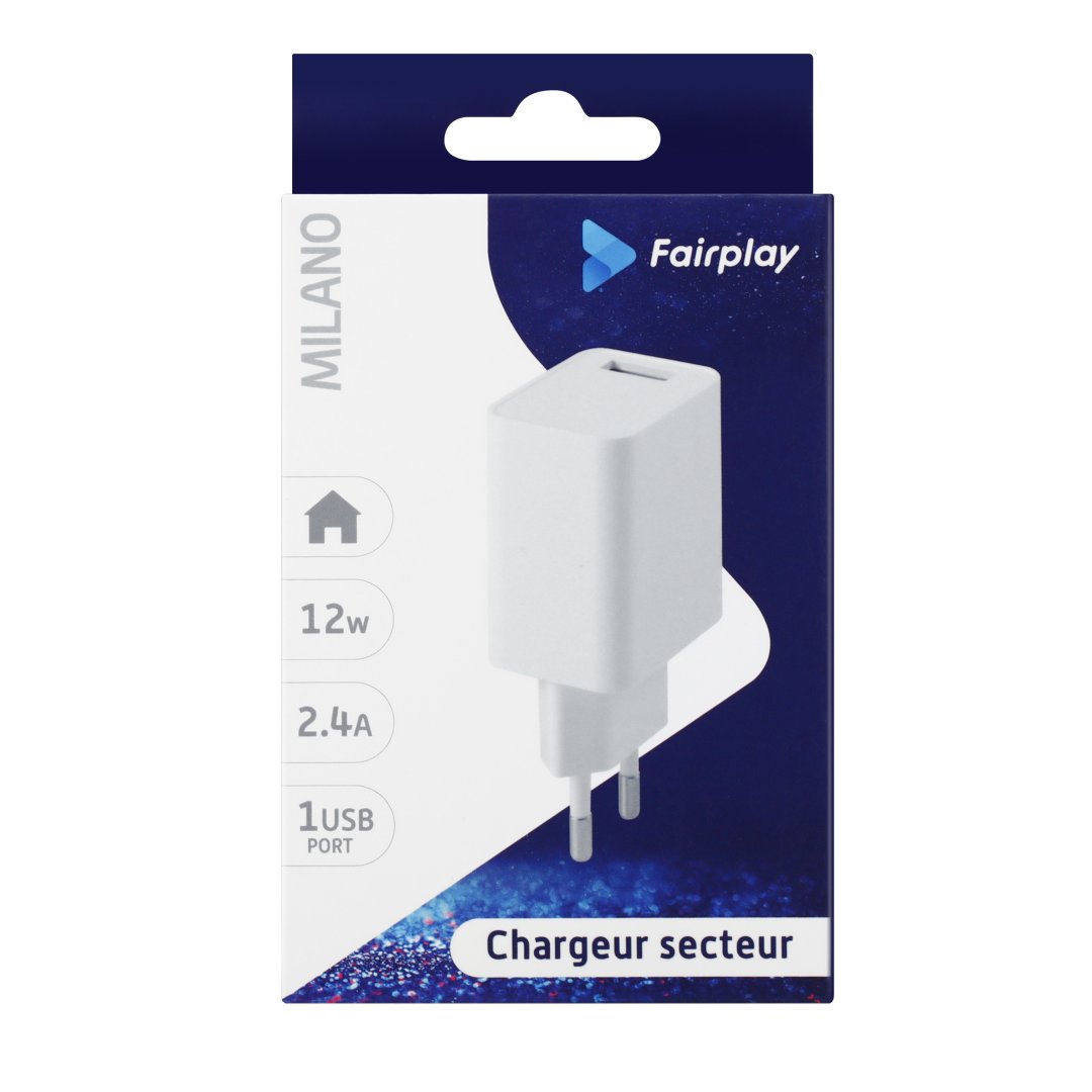 Milano chargeur 12w/1usb bl fp-h02w