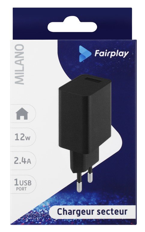 Milano chargeur 12w/1usb nr fp-h02b