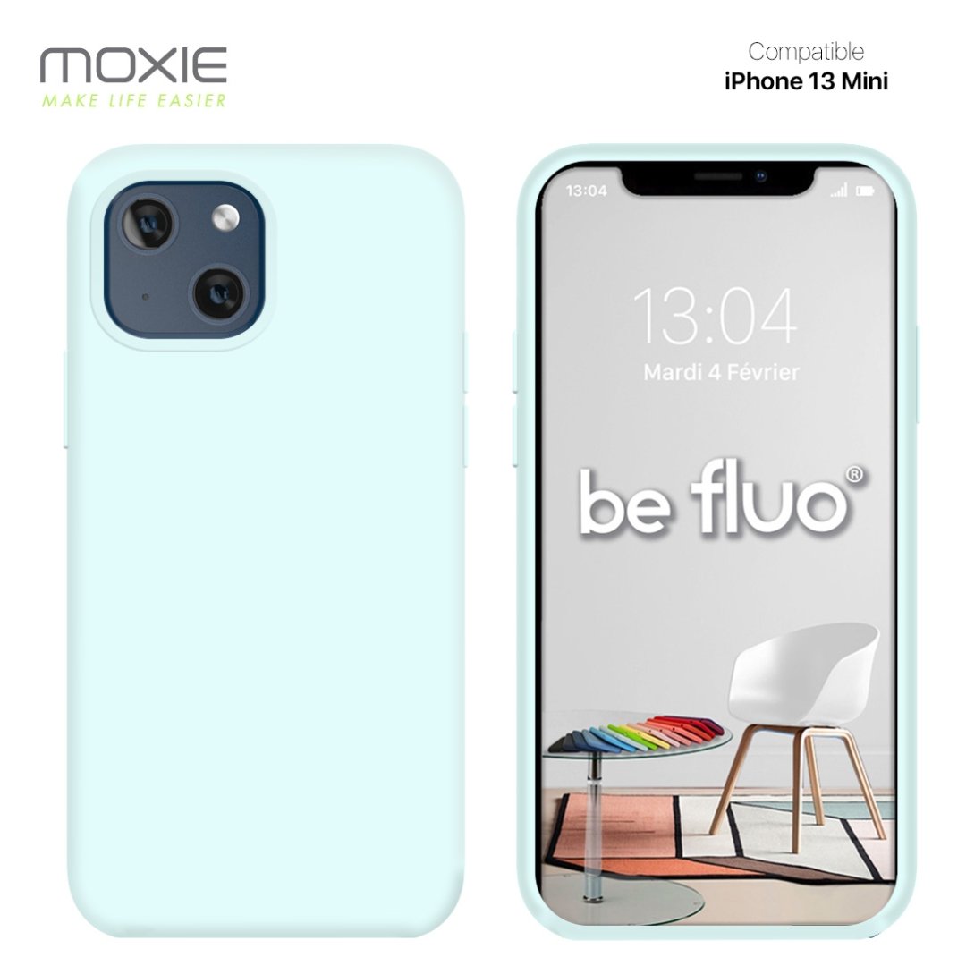 Coque iPhone 13 mini - bleu glac befluoip13miiceblu