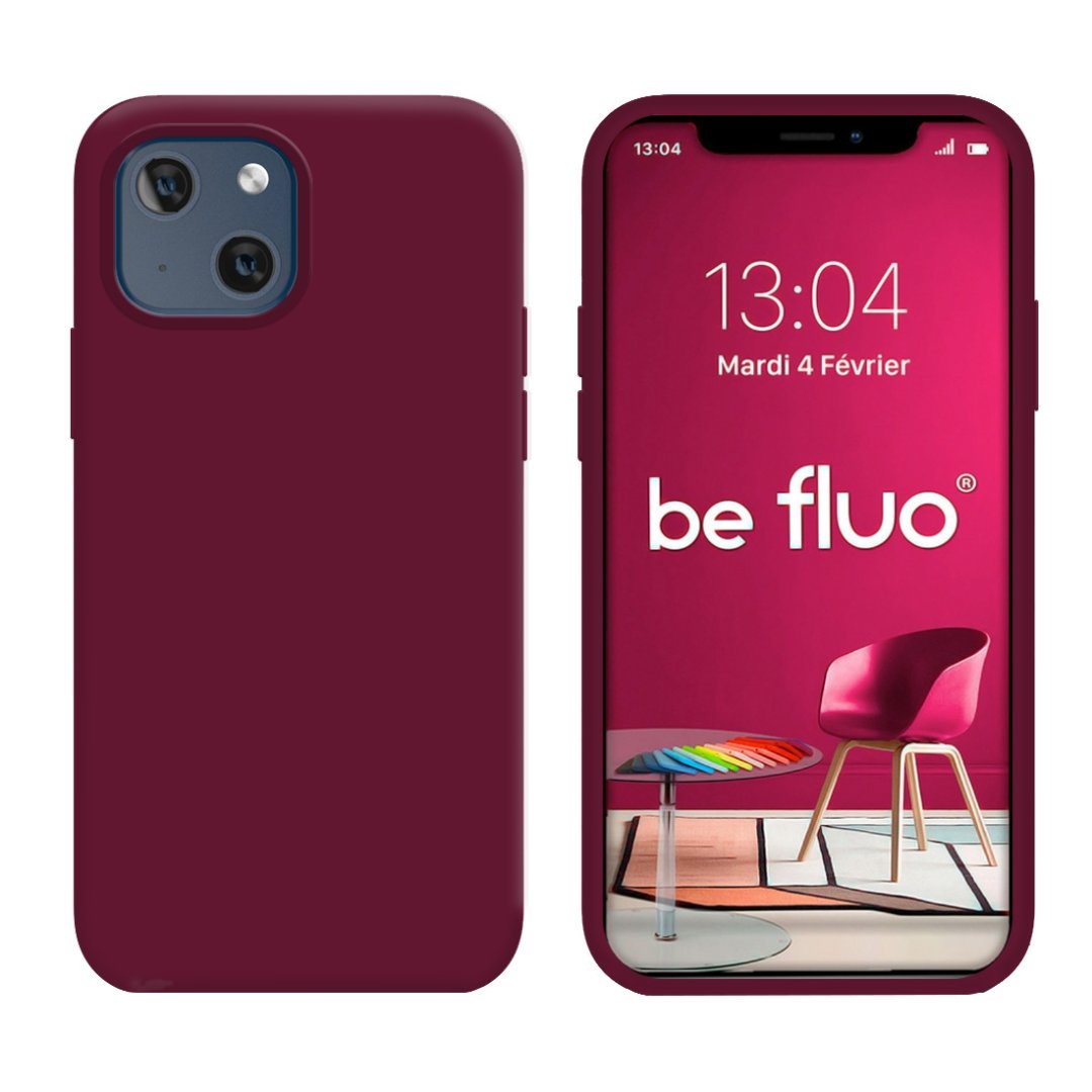 Coque iPhone 14 lie de vin befluoip14burgundi