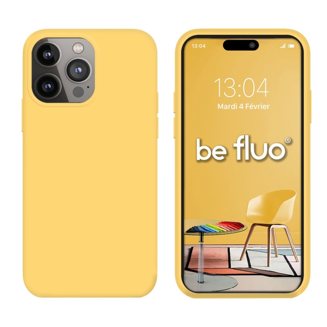 Coque iPhone 14 pro max jaune befluoip14pmyellow
