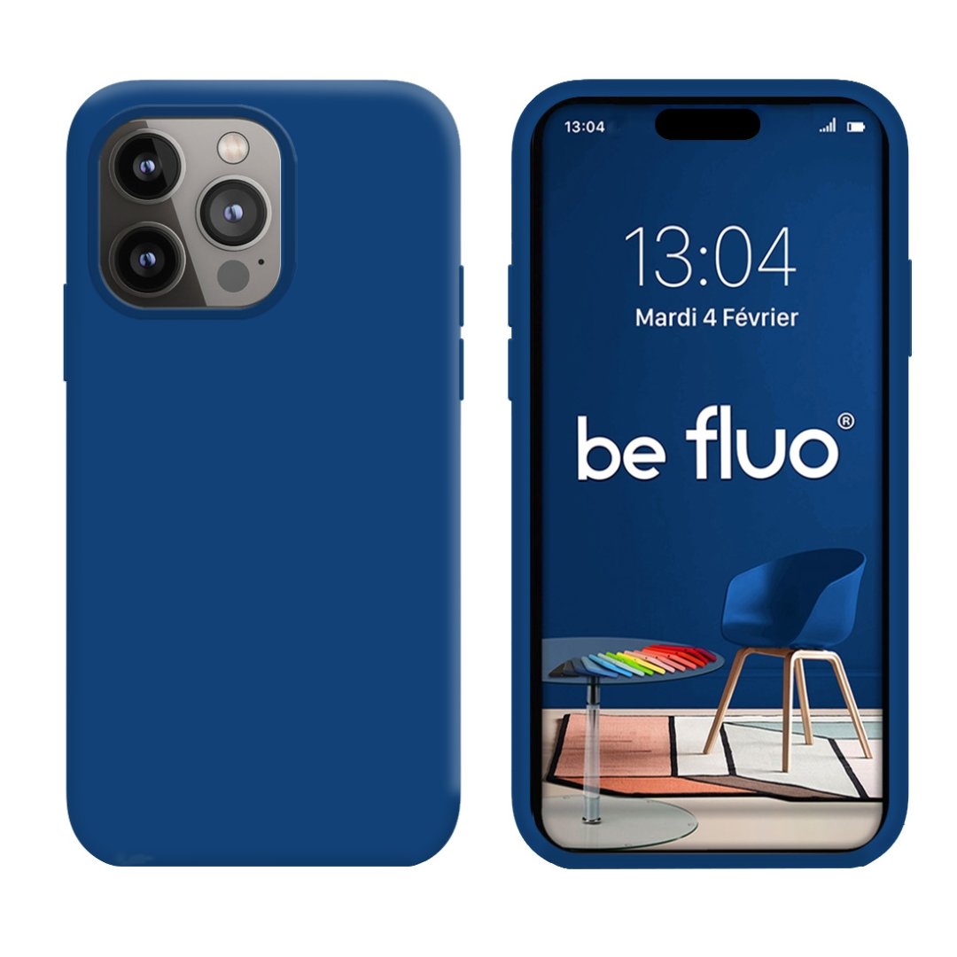 Coque iPhone 14 pro bleu marine befluoip14pnavyblu