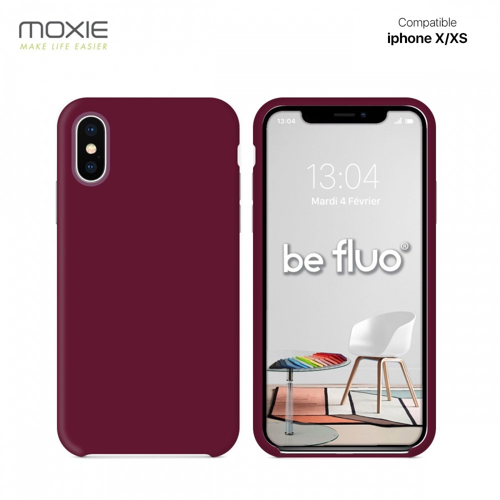 Coque iPhone x/xs lie de vin befluoipxburgundi