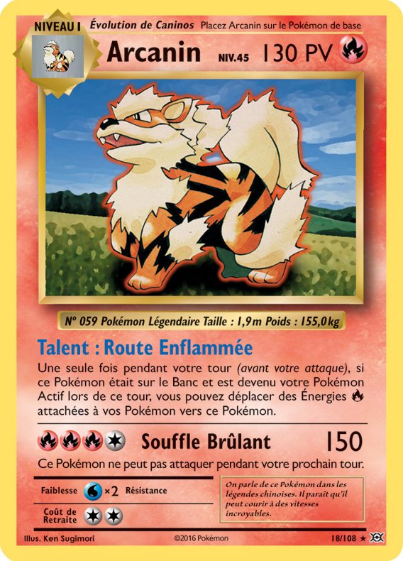 Carte pokemon arcanin niv.45 18/108
