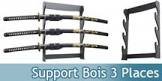 Presentoir r pour 3 katanas mural en bois a monter