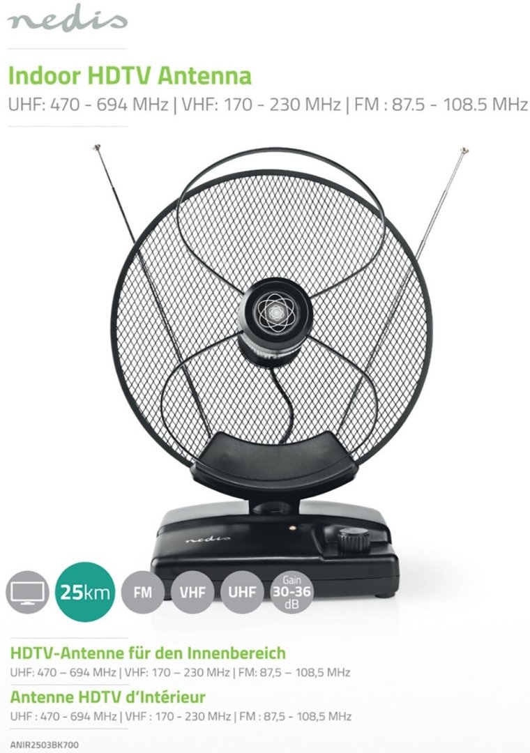 Antenne hdtv d int 30 - 36 db anir2503bk700
