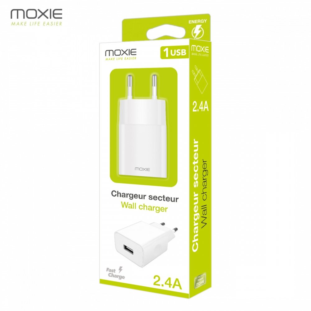 Chargeur secteur 2.4a 1usb 12w fast entree.
