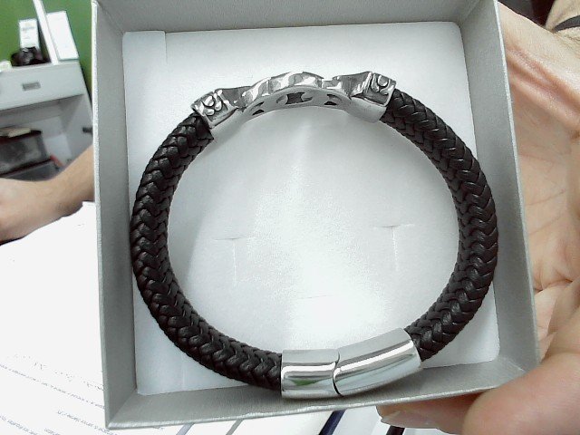 Bracelet acier cuir gotique 28004
