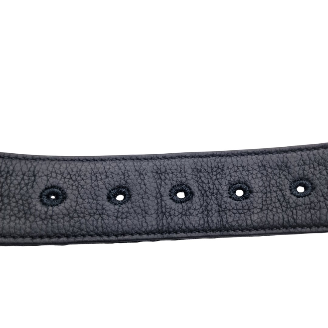 Laniere de ceinture reversible toile jacquard oblique 4800zzyse cuir veau graine avec boucle cd 4900pvvar
