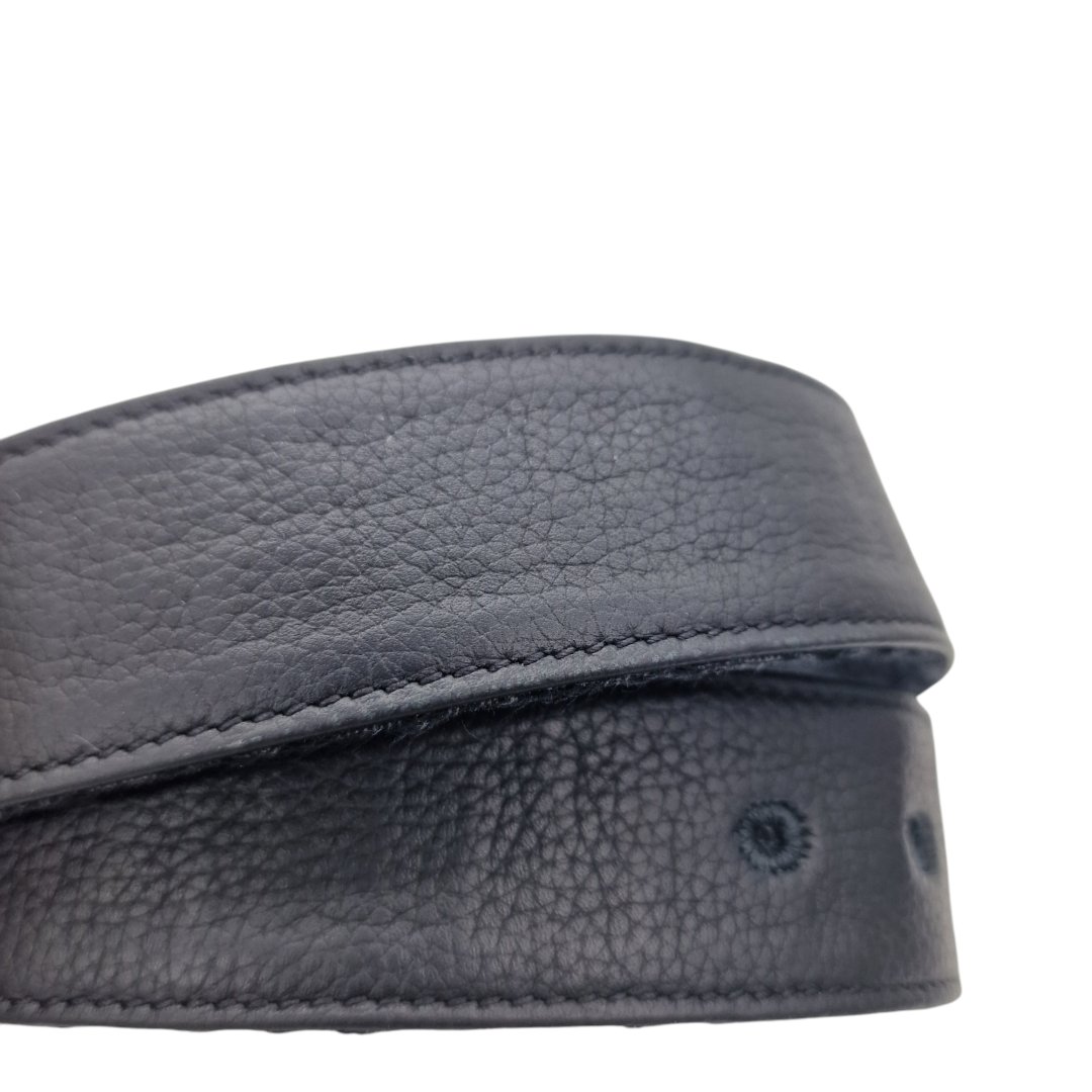 Laniere de ceinture reversible toile jacquard oblique 4800zzyse cuir veau graine avec boucle cd 4900pvvar
