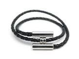 Bracelet cuir tournis tresse noir