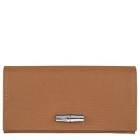Portefeuille roseau long a rabat naturel cuir