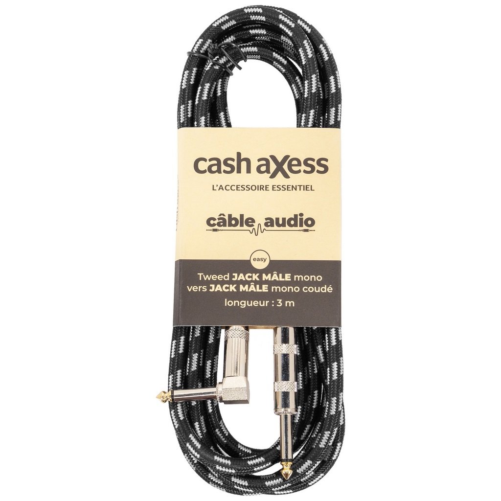 Cable guitare jack-jack coude 3m cascabtjmmjmc3m00eas