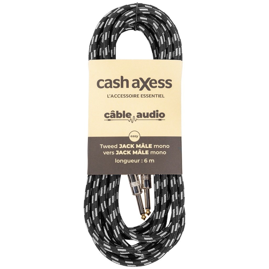 Cable guitare jack-jack 6m tweed cascabtjmmjmm6m00eas