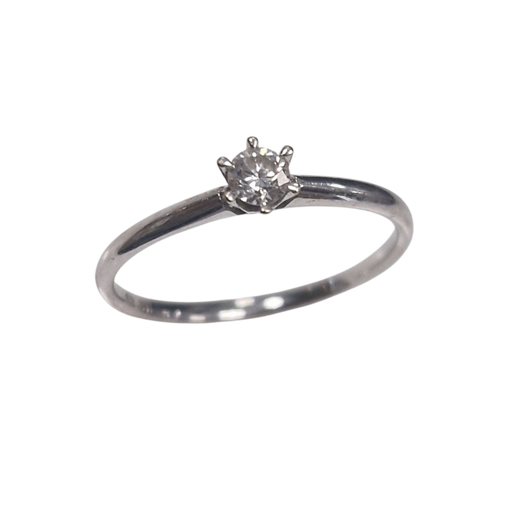 Bague 1,7 gr solitaire or blanc avec diamant environ 0,10 ct - t,56