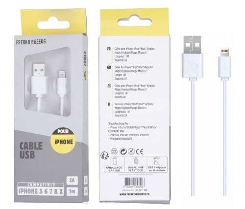 Cable iPhone/8 1m blanc 801114b