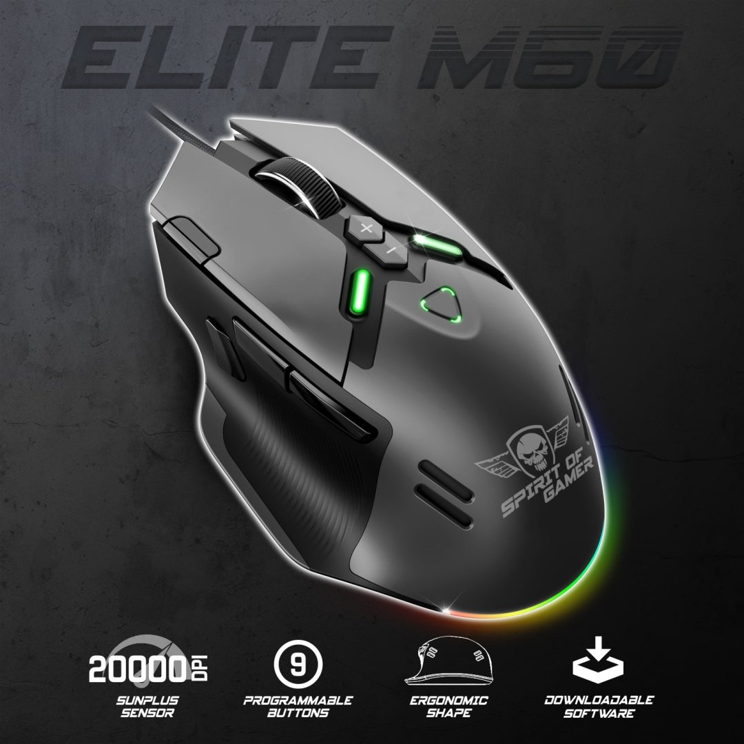 Souris rgb m60 dark 20000 dpi s-em60bk