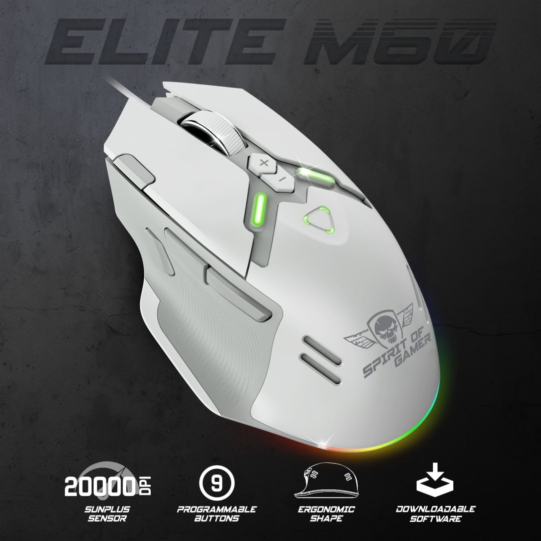 Souris rgb m60 artic 20000 dpi s-em60wt