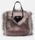 Sac fourrure synthetique rose/gris