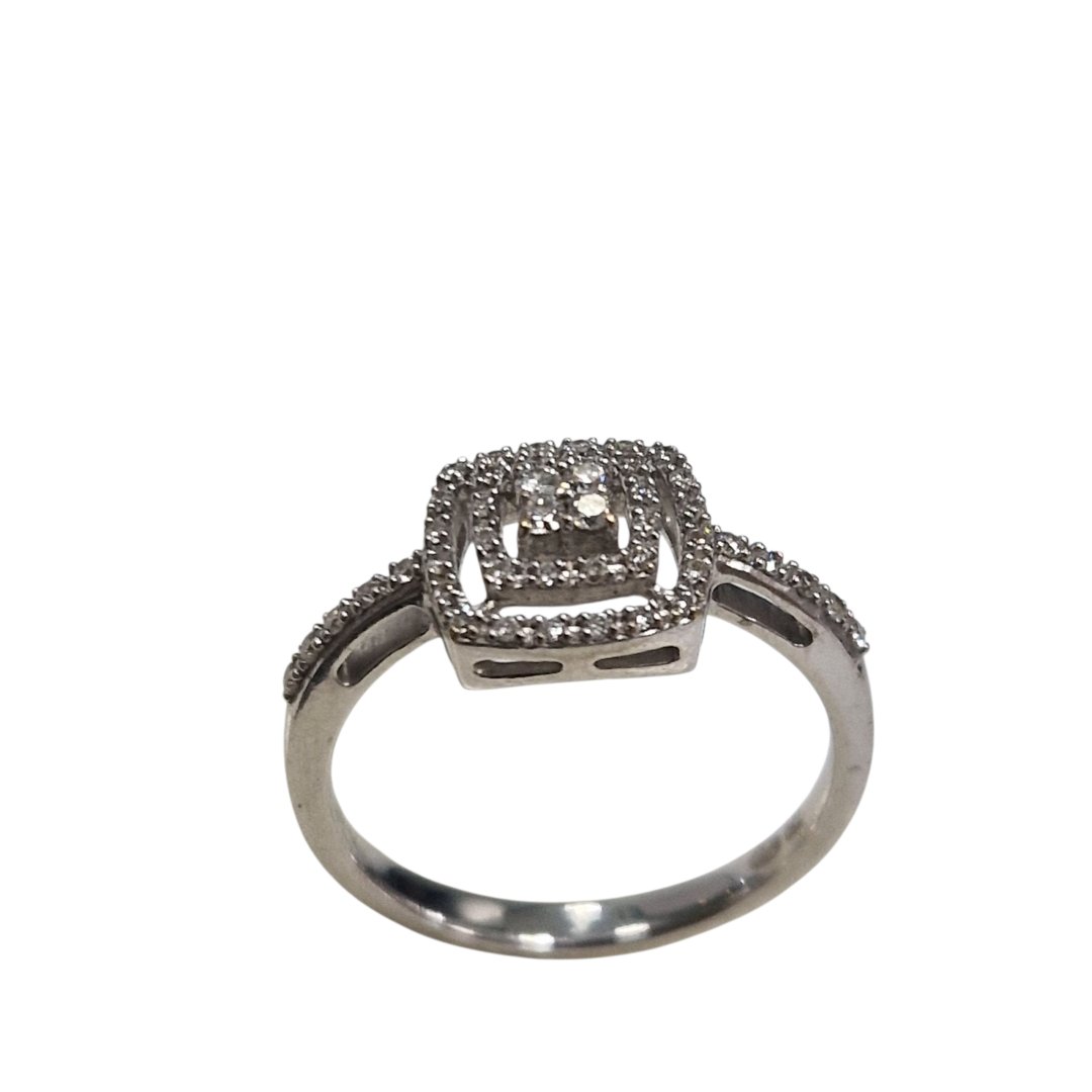 Bague 3,2gr avec eclat de diamants - t54 - or blanc