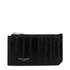 Porte cartes zippe cuir noir croco