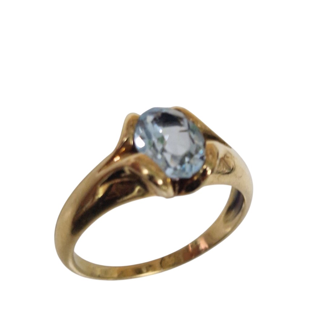 Bague 4.2 gr -t.54 - pierre bleue