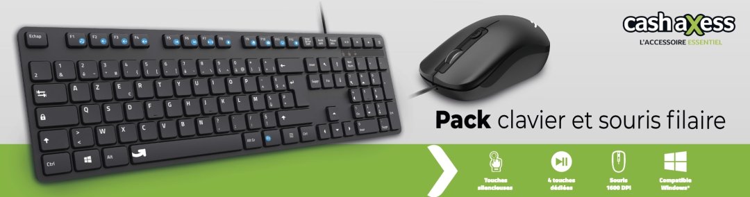 Pack clav filaire usb cash-cls5100